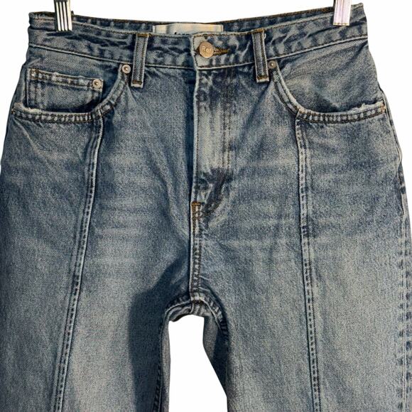 Reformation Seamed Jean Celtic Wash Size 27 High Rise Raw Hem - Picture 3 of 9